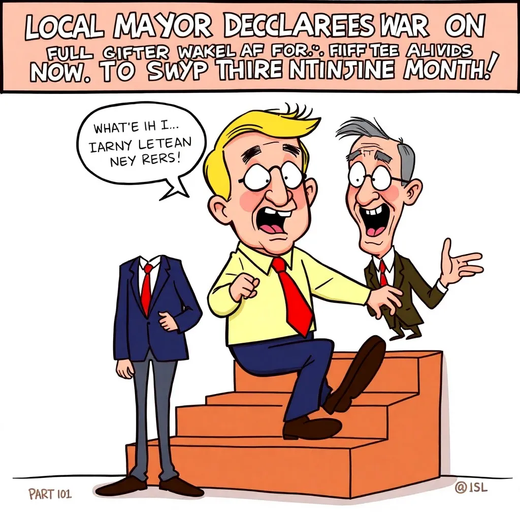 Local Mayor Declares War On Gravity After Tripping Down City Hall Steps For Third Time This Month (Part 101)