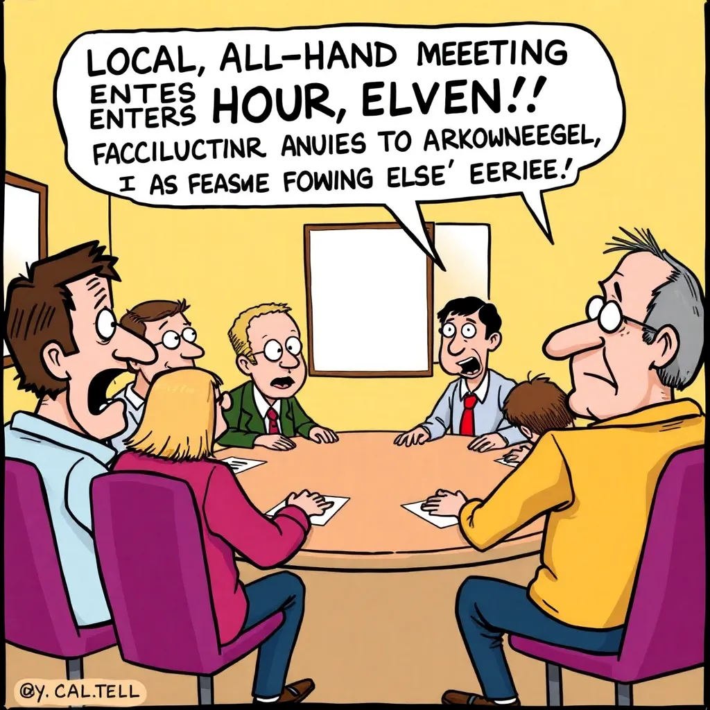 Local All-Hands Meeting Enters Hour Eleven As Facilitator Refuses To Acknowledge It Has Become Something Else Entirely