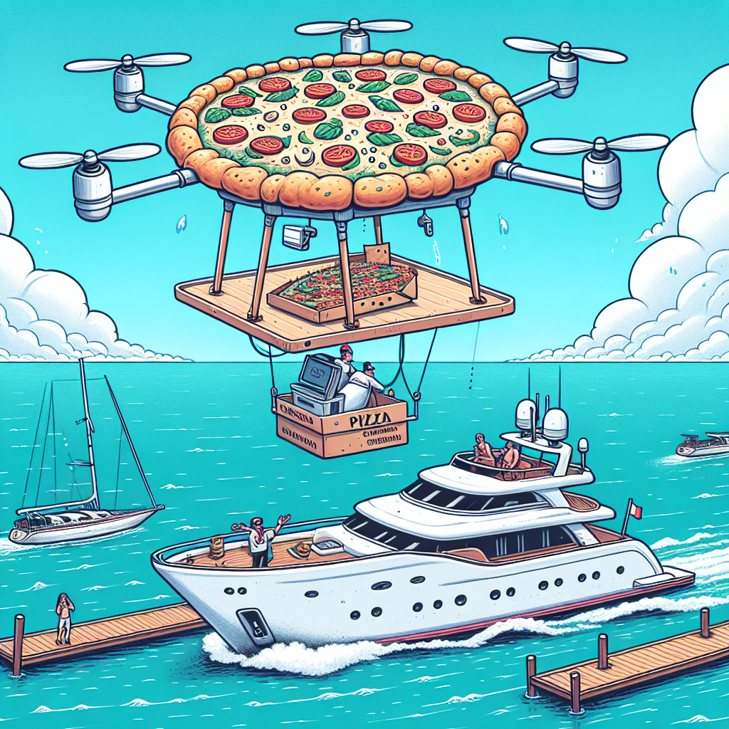Worlds Largest Pizza Delivered by Drone to Yacht